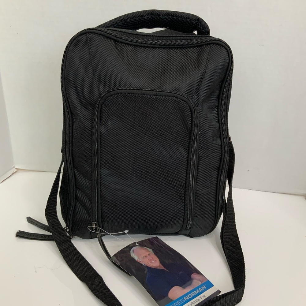 NWT Greg Norman Black Nylon Multi Zipper Pocket Travel Bag Toiletry‎ Golf